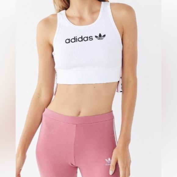 Adidas sports bra white and pink top - Picture 4 of 5